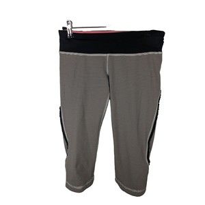 Lululemon Size 6  Women’s RunDay Crop Stripe Black White Leggings